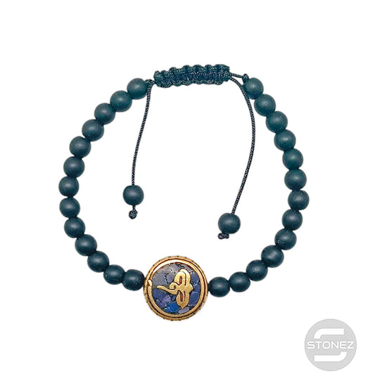 600402928 Pulsera De Piedra Shaligram 6 mm Y Entrepieza Tibetana (La Entre pieza Puede Variar)