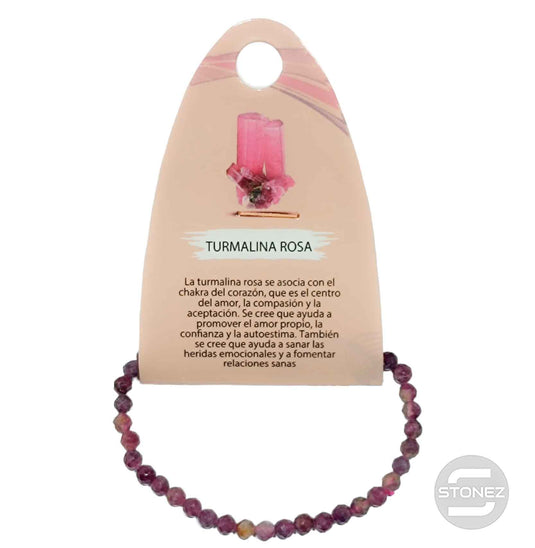 600601827 Pulsera Facetada Infantil Turmalina Rosa 4mm 16 Cms Aprox