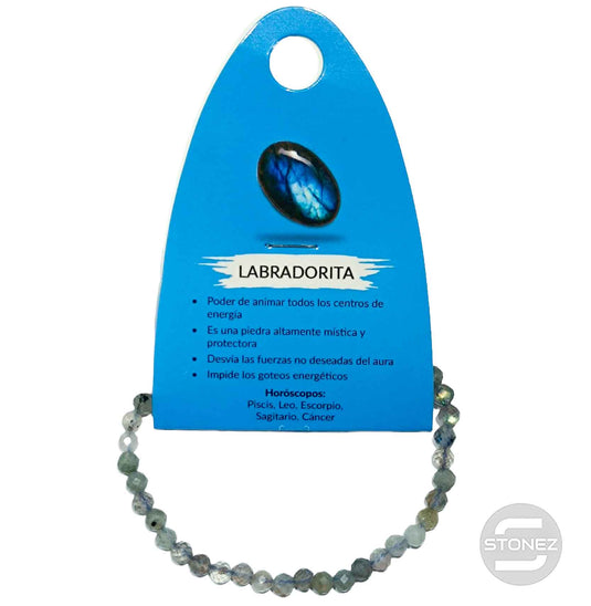 600601833 Pulsera Facetada Infantil Labradorita 4mm 16 Cms Aprox