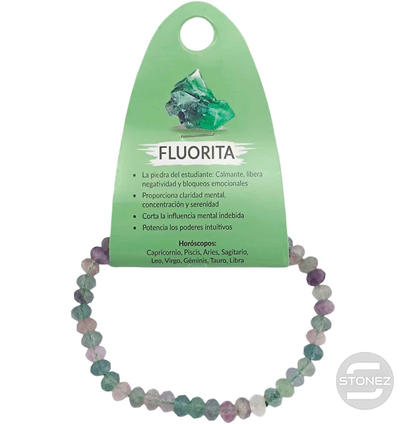600601851 Pulsera Facetada Fluorita 4x6 mm