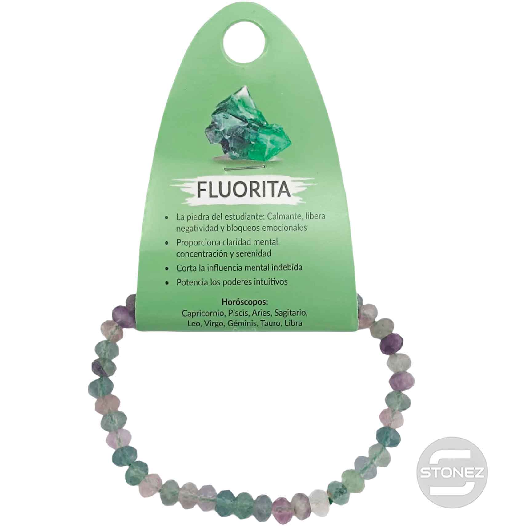 600601851 Pulsera Facetada Fluorita 4x6 mm