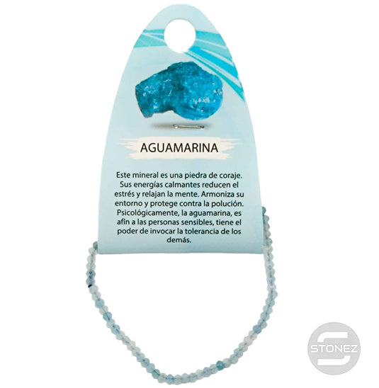 600601853 Pulsera Facetada Aguamarina A+ 2X3 mm