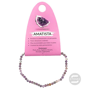 600601862 Pulsera Facetada Amatista Cubo 3 mm