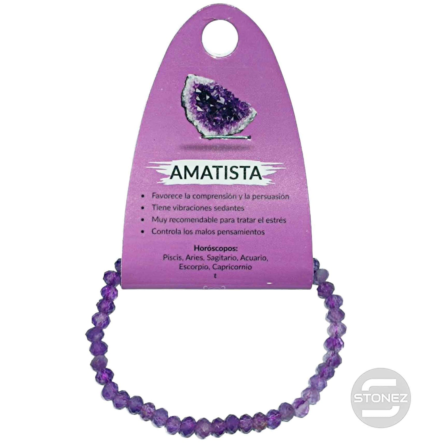 600601943 Pulsera Facetada Amatista 3X5 mm