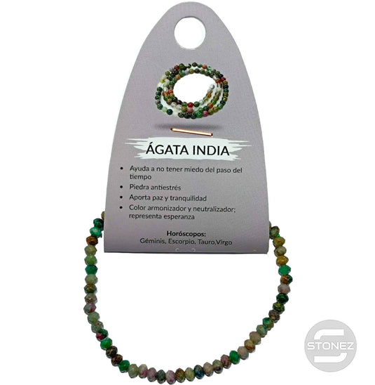 600601921 Pulsera Facetada Agata India 3X4 mm