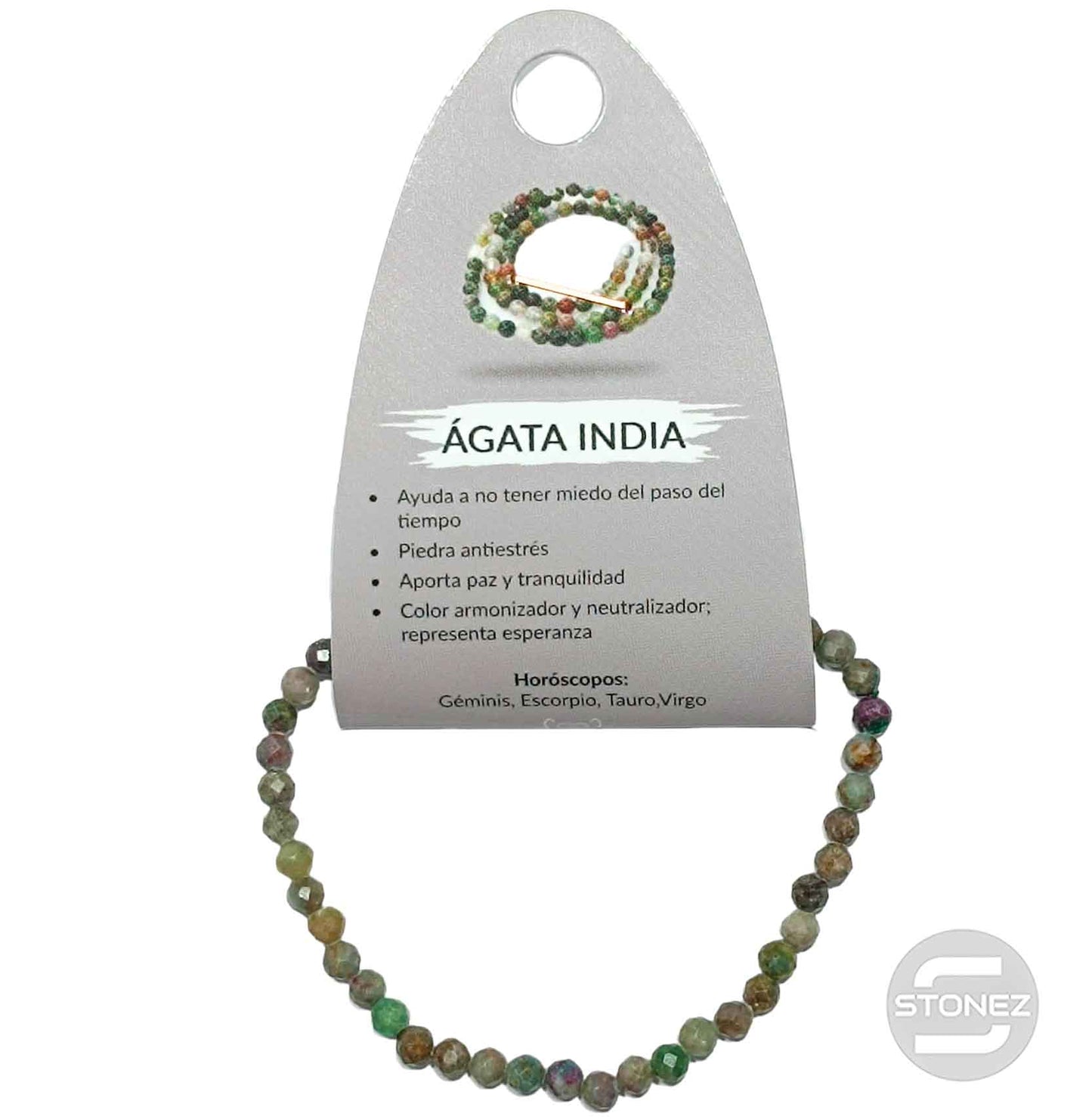 600601922 Pulsera Facetada Agata India 4 mm