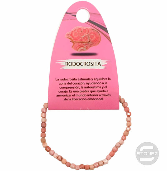 600601961 Pulsera Facetada Rodocrosita Cubo 3X3 mm