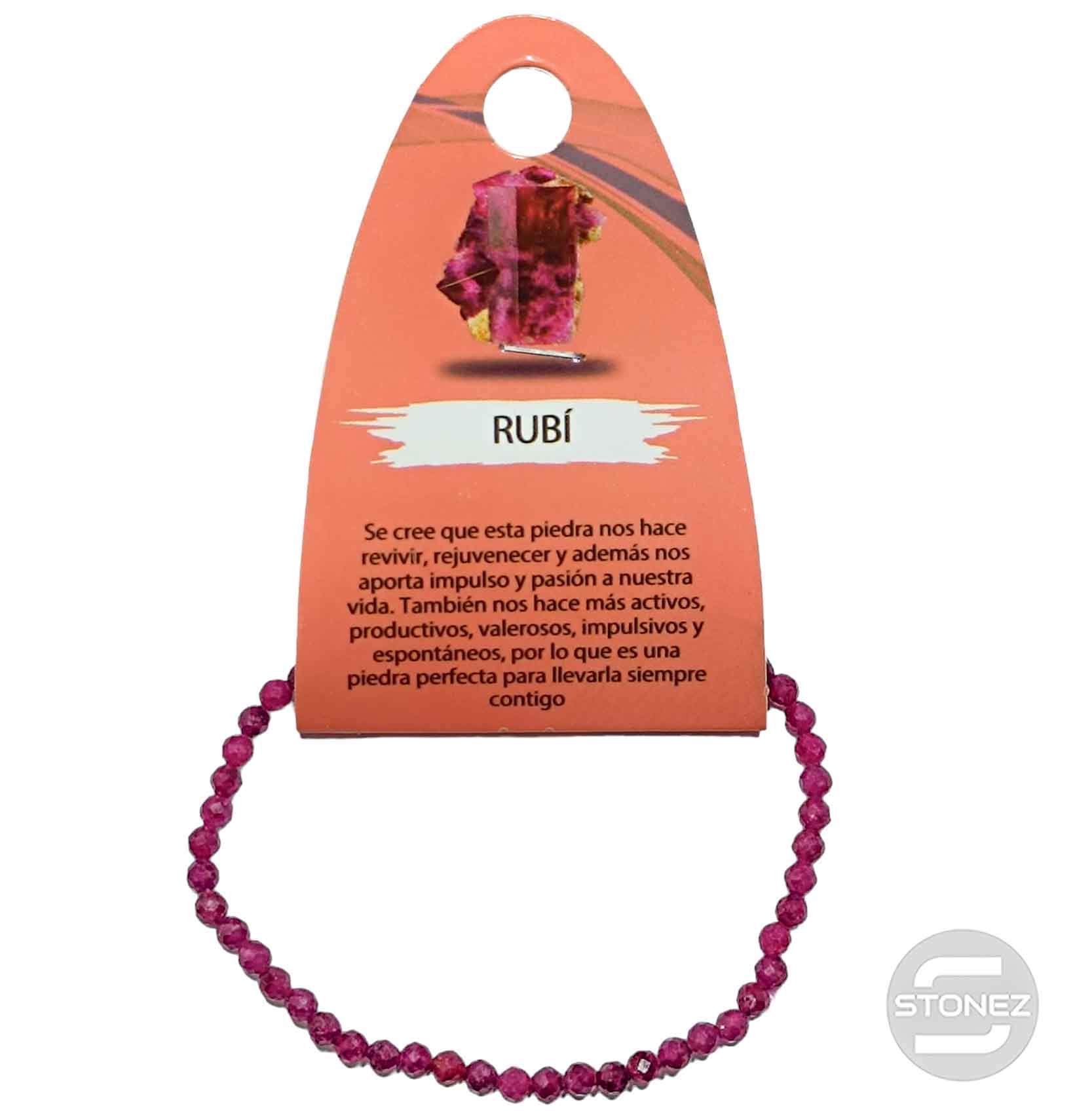 600601977 Pulsera Facetada Rubí 3 mm