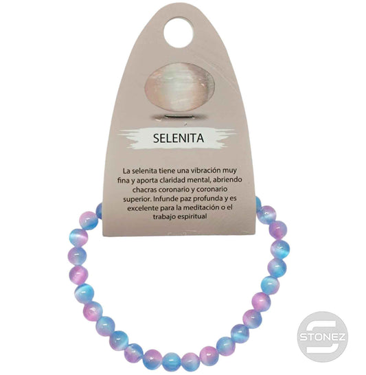 600601984-13 Pulsera Piedra Selenita Bicolor 6 mm