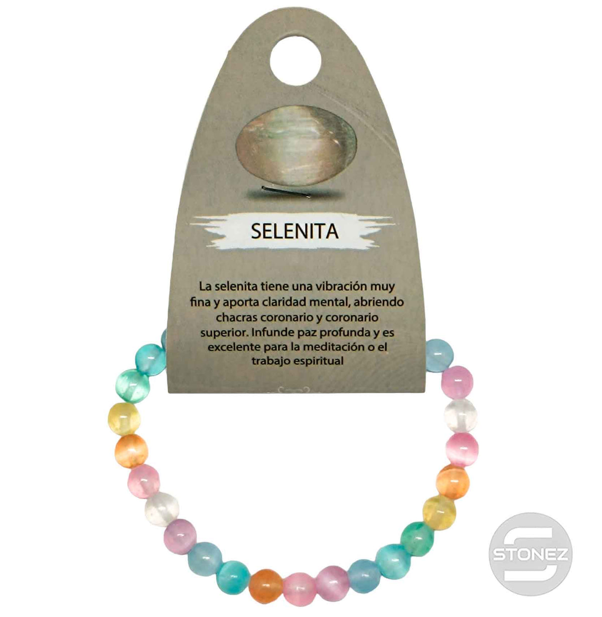 600601984 Pulsera Piedra Natural Selenita Colores 6 mm