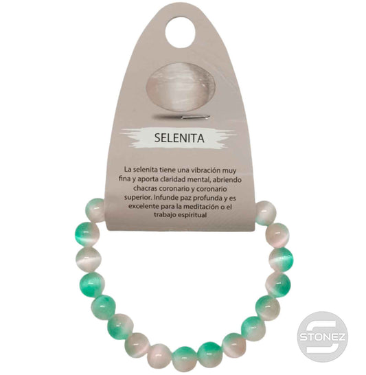 600602379-16 Pulsera Piedra Selenita Bicolor 8 mm