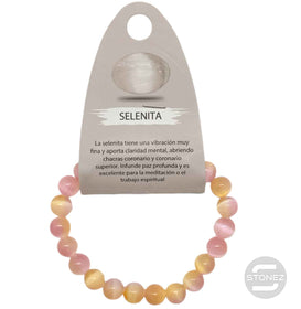 600602379-17 Pulsera Piedra Selenita Bicolor 8 mm