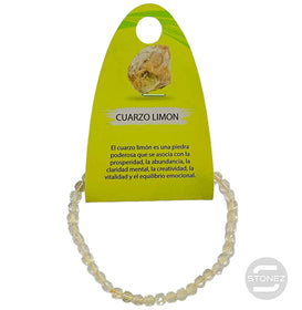 600602593 Pulsera Facetada Cuarzo Limon Cubo 4x4 mm