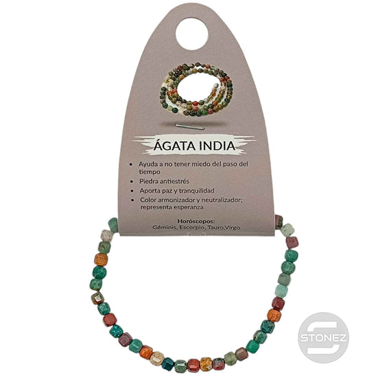 600602607 Pulsera Facetada Agata India Cubo 4x4 mm