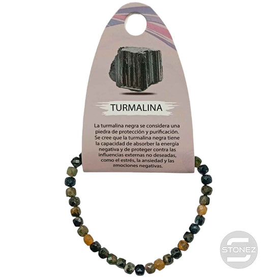 600602609 Pulsera Facetada Turmalina Verde Cubo 4 mm
