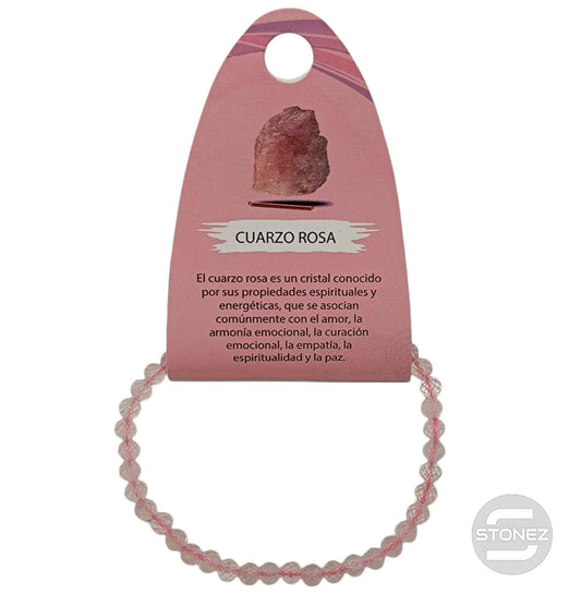 600602625 Pulsera Facetada Cuarzo Rosa 4mm