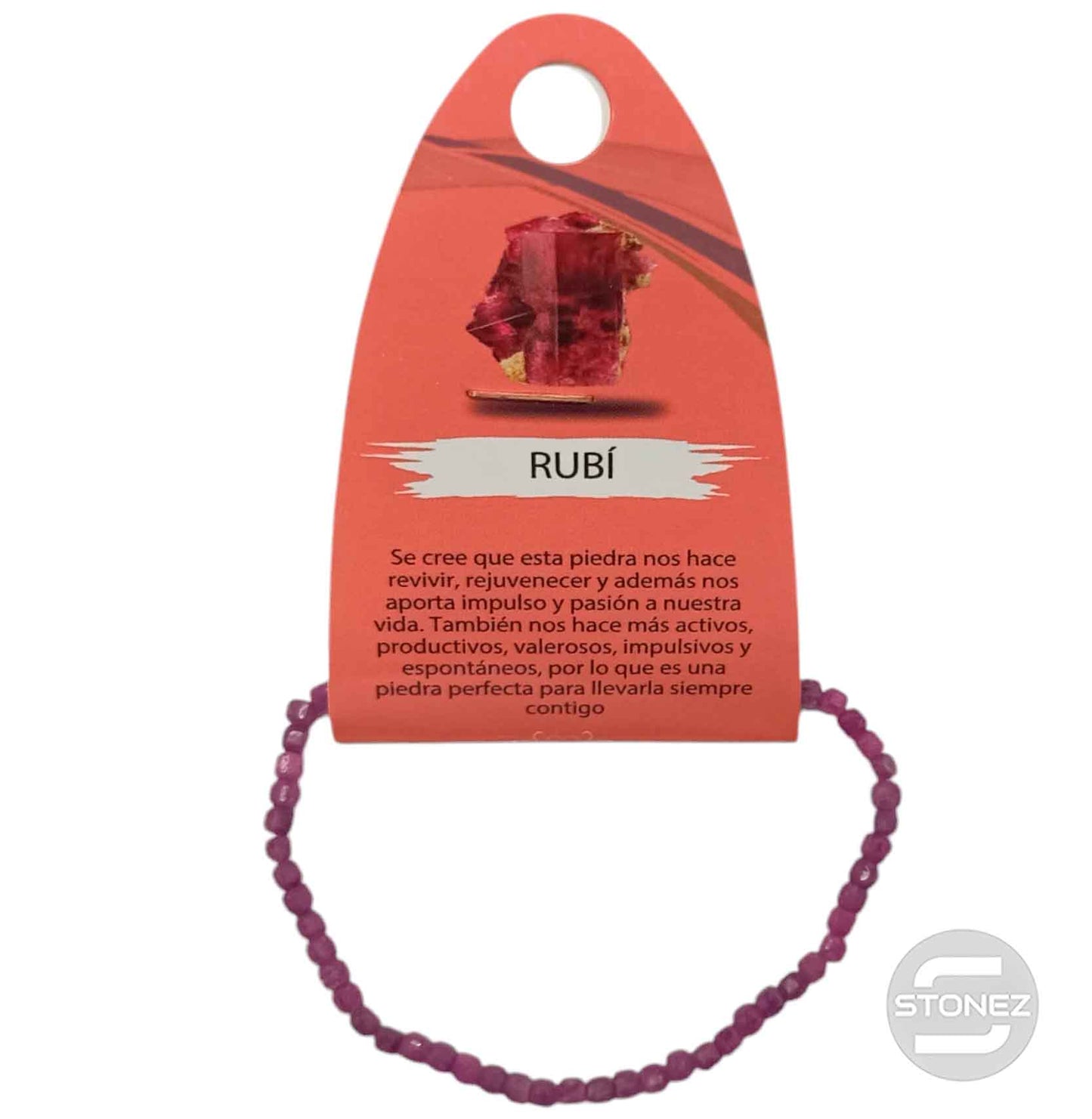 600603199 Pulsera Facetada Rubi Cubo 3x3 mm