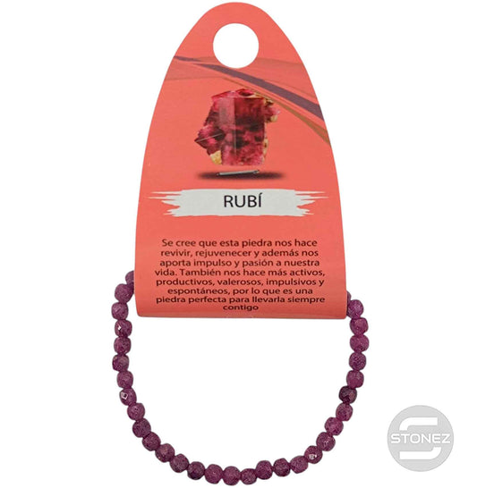 600603200 Pulsera Facetada Rubi Cubo 4x4 mm