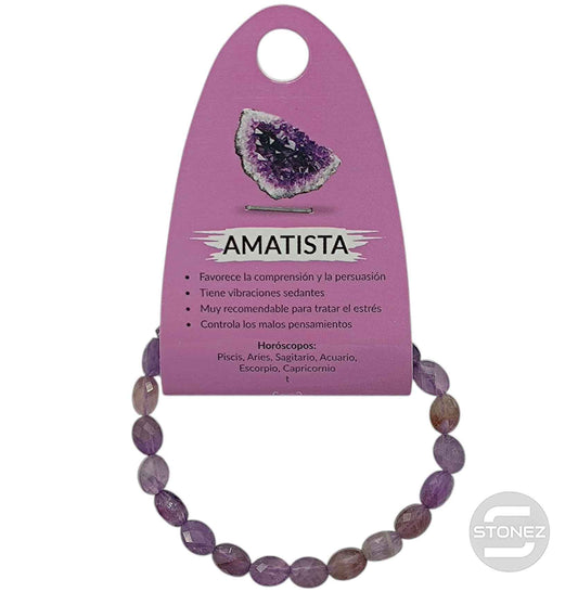 600603209 Pulsera Amatista Facetada 4X6 mm