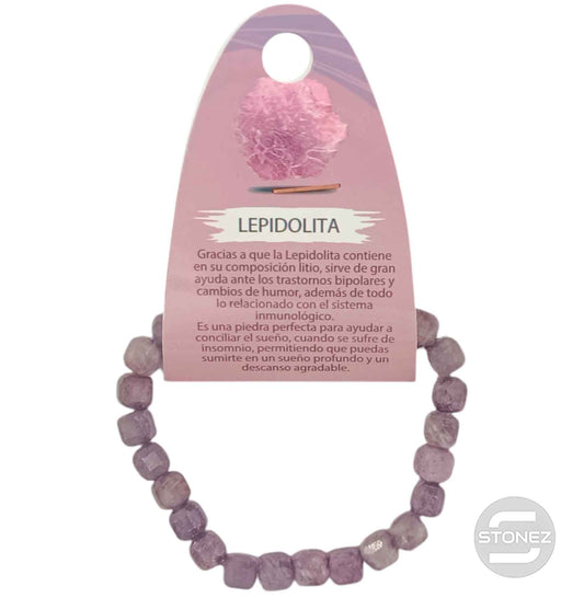 600603220 Pulsera Facetada Lepidolita 7x7 mm Cubo