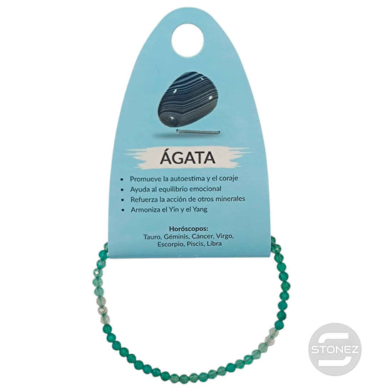 600603222 Pulsera Facetada Agata Verde 3 mm