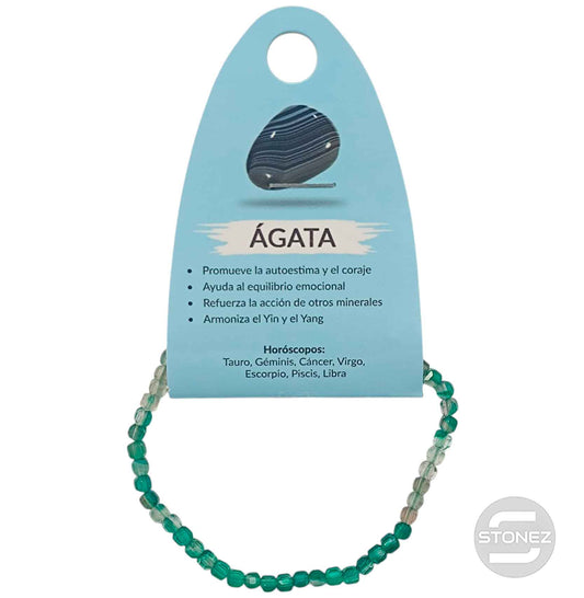 600603223 Pulsera Facetada Agata Verde Cubo 4x4 mm