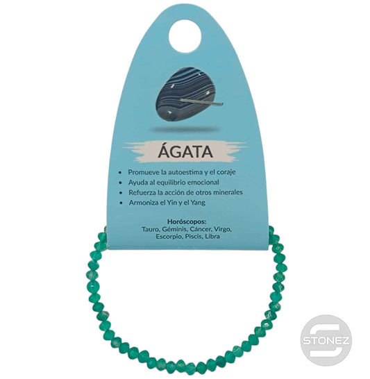 600603224 Pulsera Facetada Agata Verde 3X4 mm