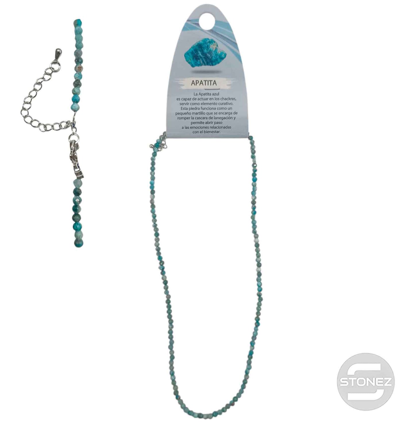 Collar Apatita 3 mm Facetada 40+5 Cms Cierre Acero