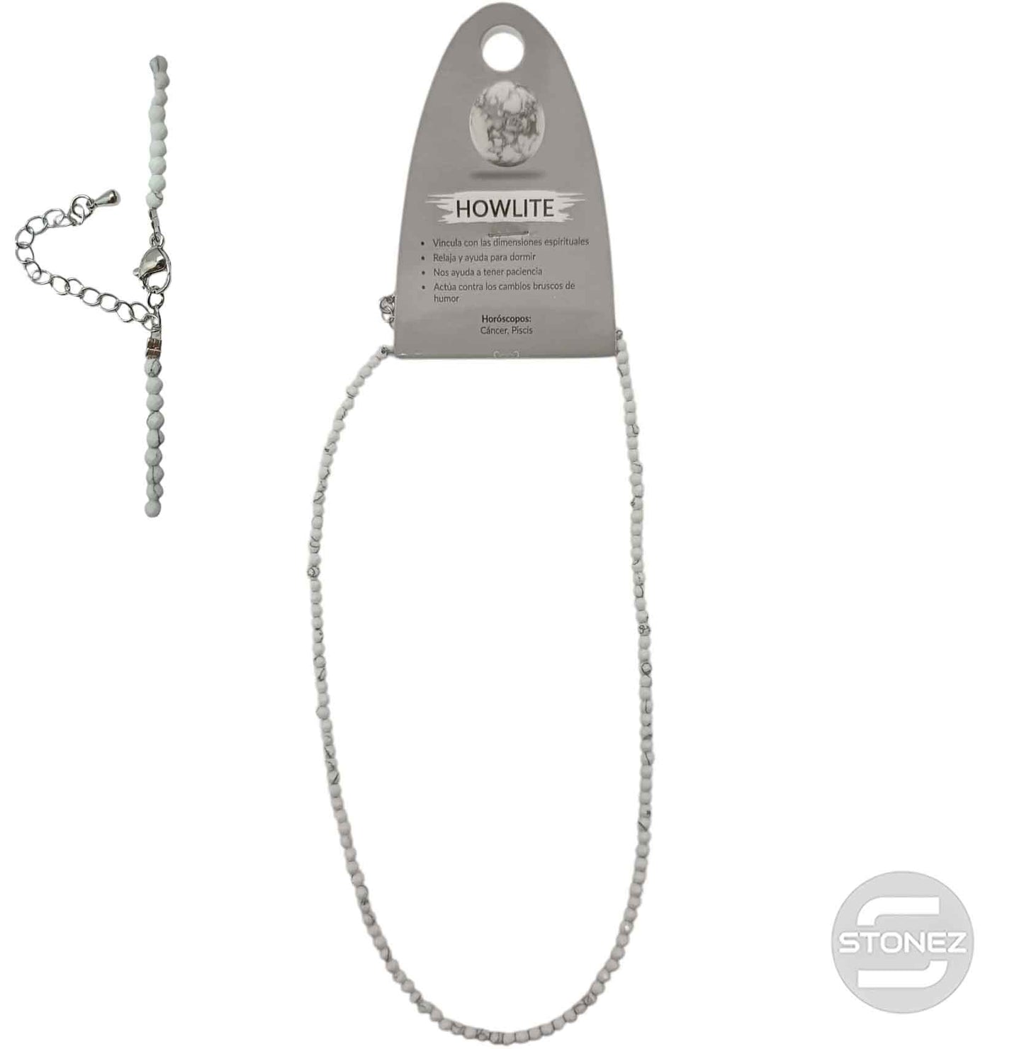 600603262 Collar Howlite 3 mm Facetada 40+5 Cms Cierre Acero