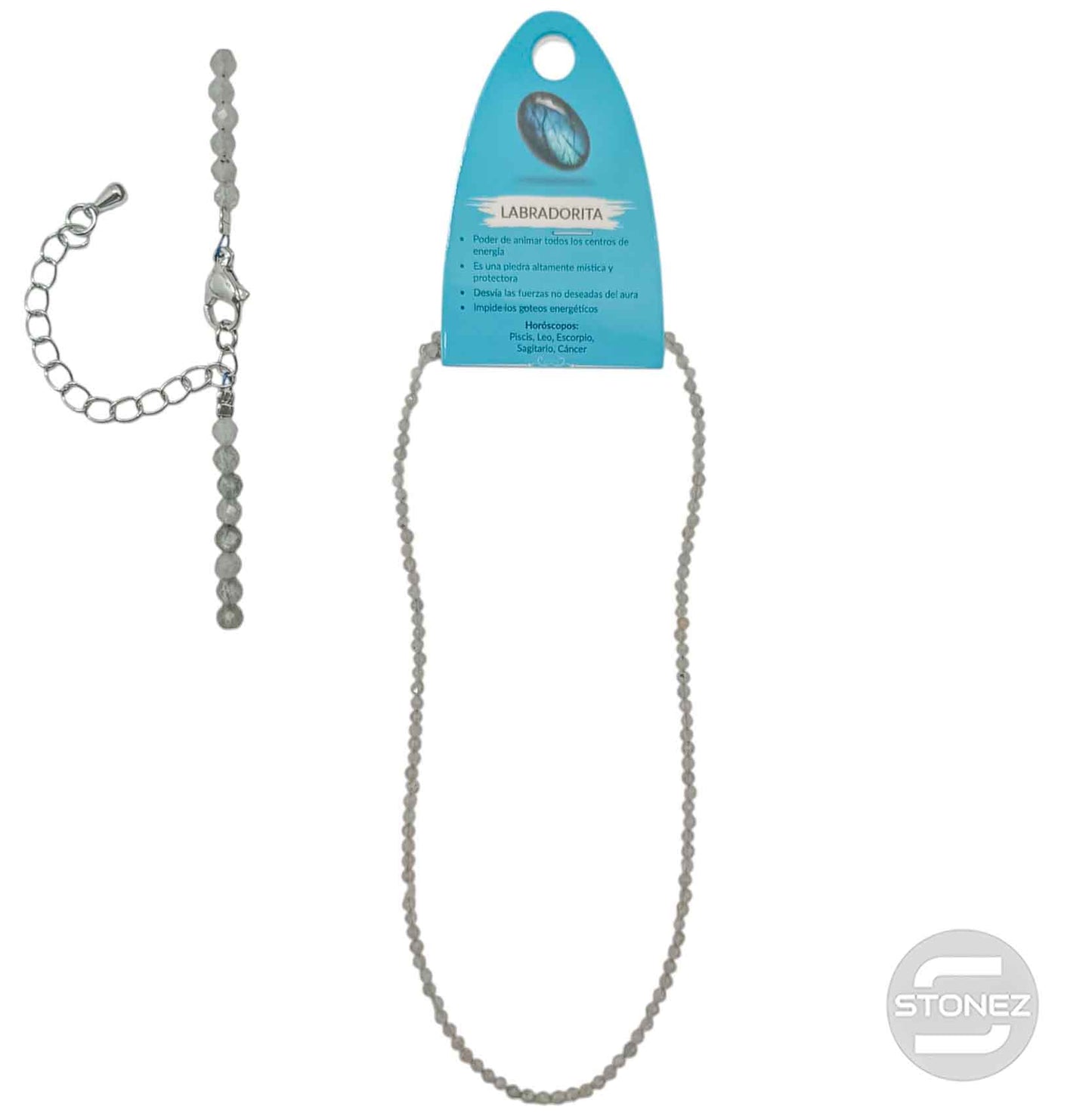 600603264 Collar Labradorita 3 mm Facetada 40+5 Cms Cierre Acero