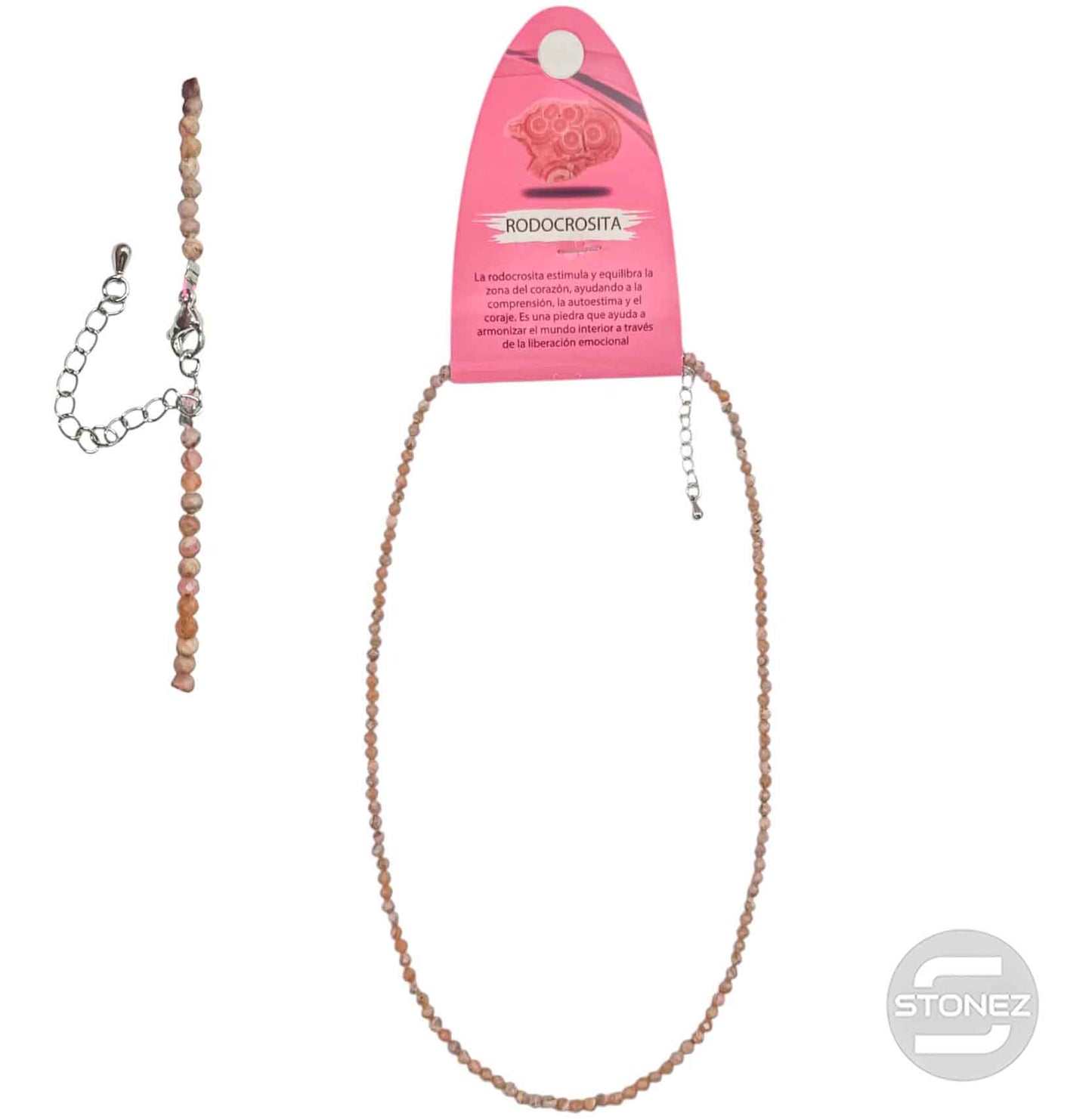 600603268 Collar Rodocrosita 3 mm Facetada 40+5 Cms Cierre Acero