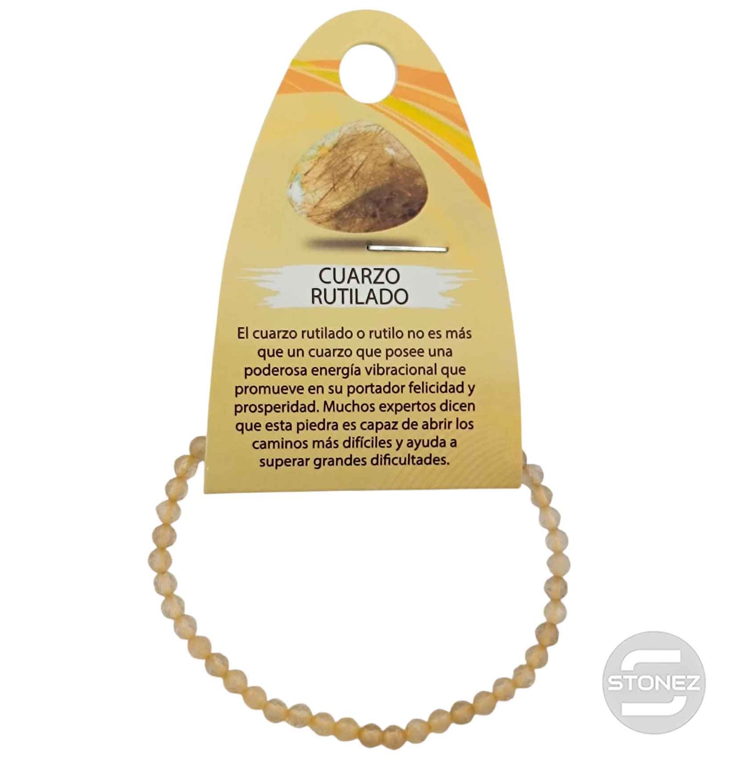 600603286 Pulsera Facetada Cuarzo Rutilado 4 mm