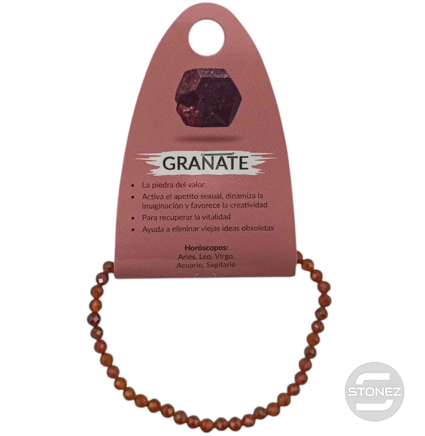 600603288 Pulsera Facetada Granate Naranja 4 mm