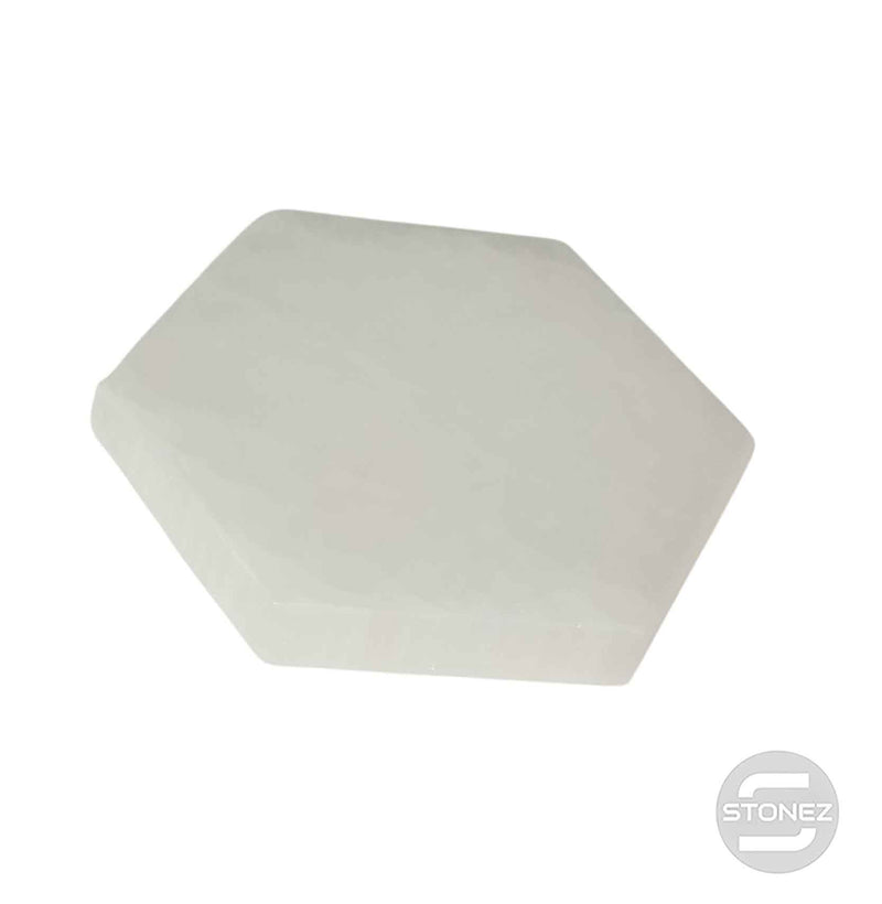 Carregue a imagem no visualizador da galeria, 600702505 Plato Hexágono Selenita Liso 10 Cms Aprox
