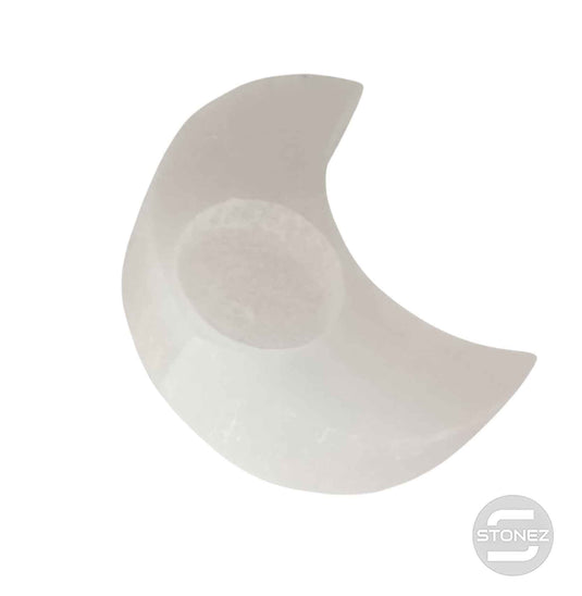 600702514  Porta Vela Selenita En Forma De Luna 10 Cms Aprox