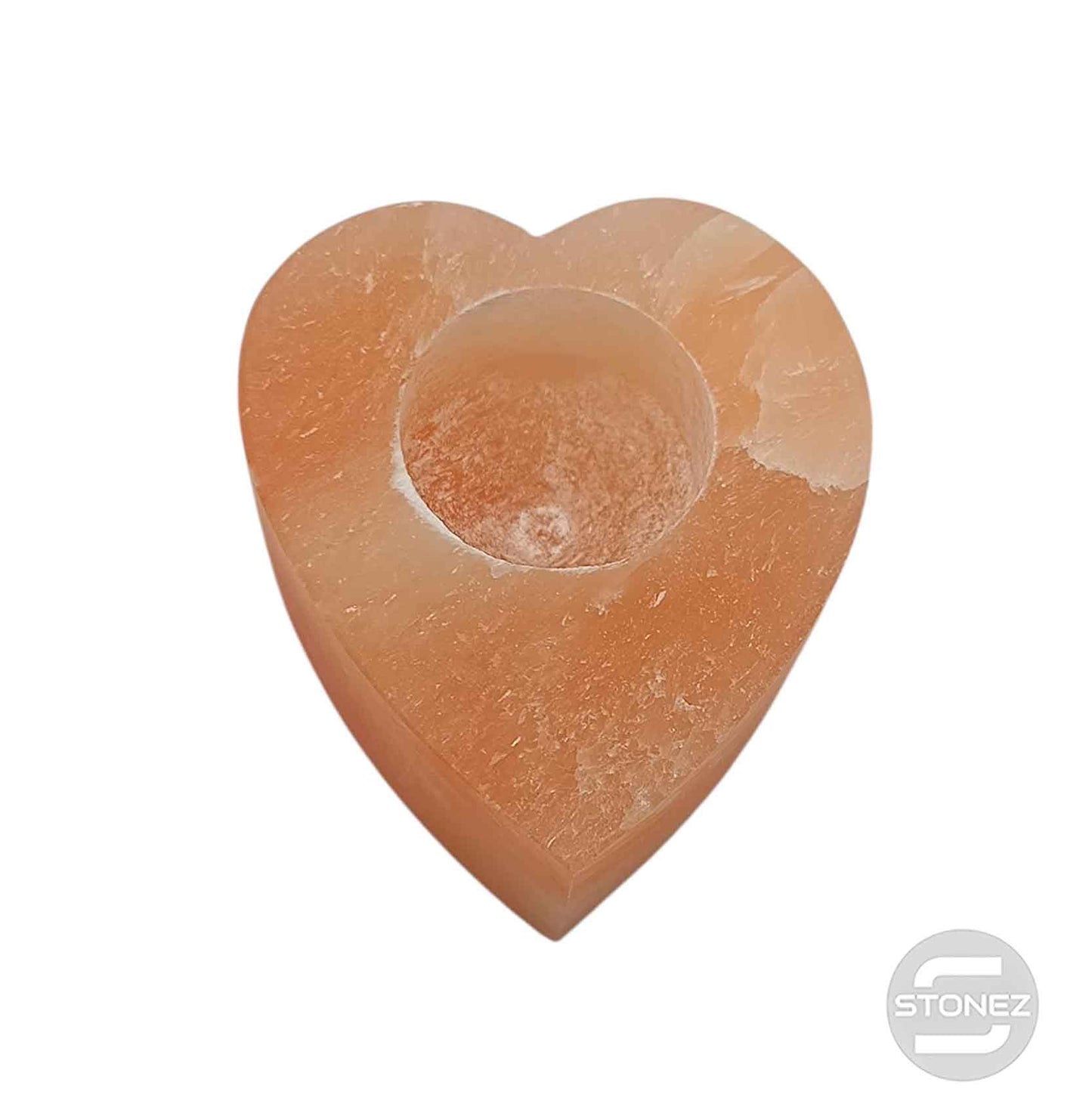 600702929 Porta Vela  Corazon Selenita Naranja 10 Cms Aprox
