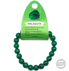 60088-06 Pulsera De Hombre 22 Cms Aprox Malaquita Sintética 10 mm