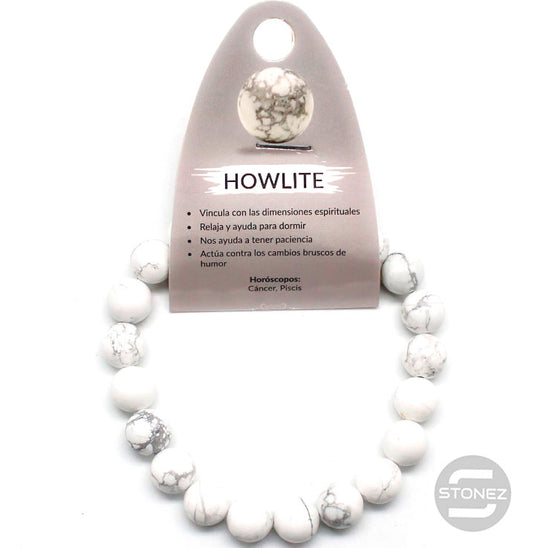 60088-14 Pulsera De Hombre 22 Cms Aprox Howlite 10 mm