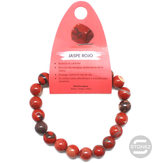 60088-15 Pulsera De Hombre 22 Cms Aprox Jaspe Rojo 10 mm