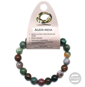 60088-35 Pulsera De Hombre 22 Cms Aprox Ágata India 10 mm