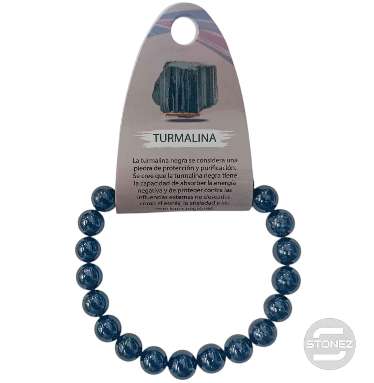 60090-62 Pulsera De Hombre 22 Cms Aprox Turmalina 10 mm