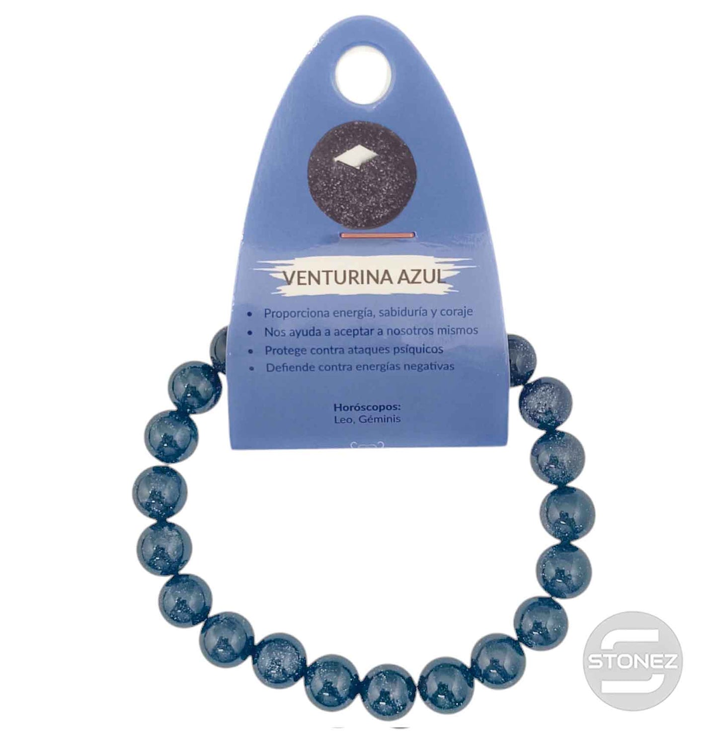 60099-11 Pulsera De Hombre 22 Cms Aprox Venturina Azul 10 mm