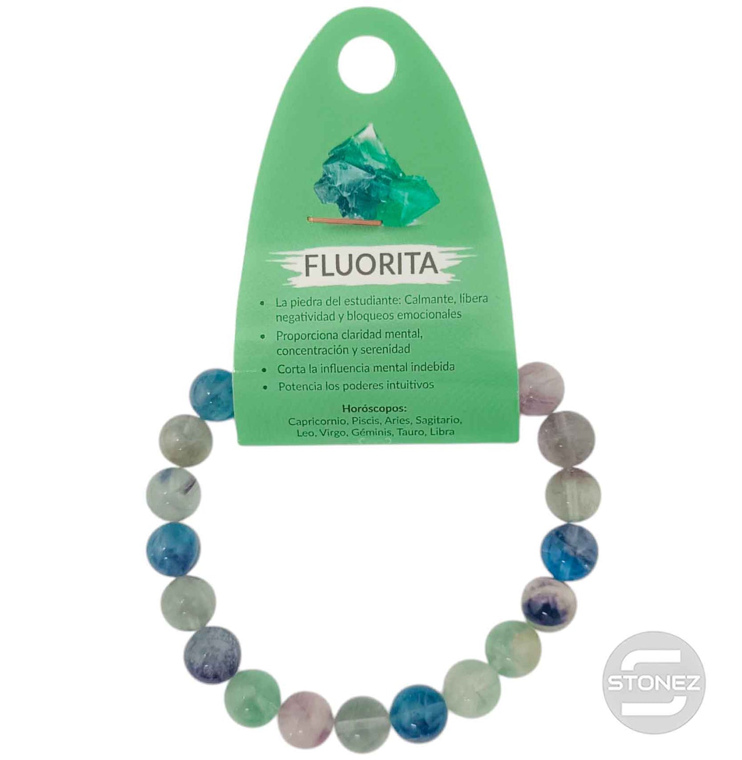 60099-25 Pulsera De Hombre 22 Cms Aprox Fluorita 10 mm