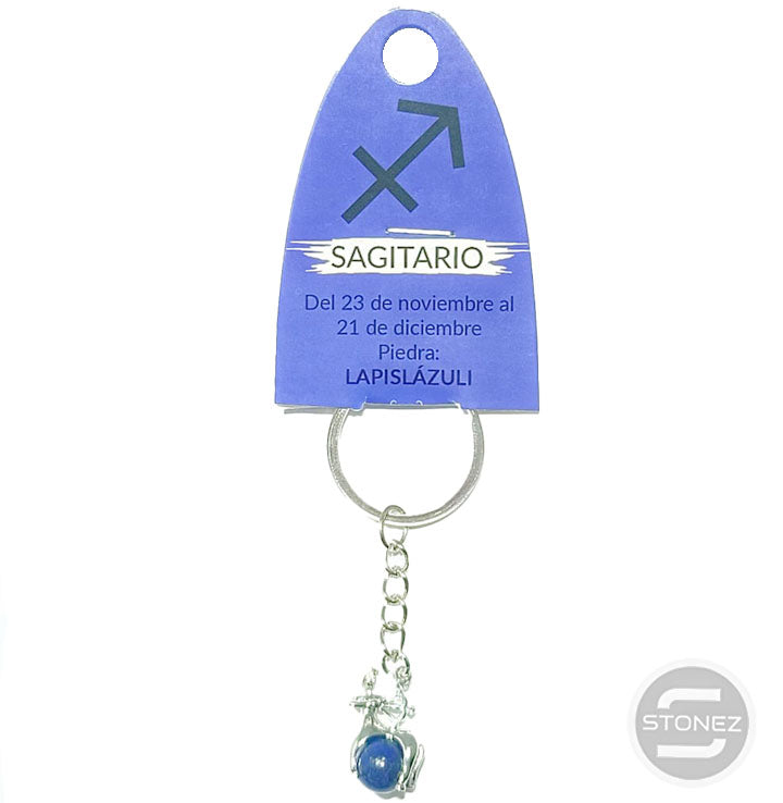 Cargue la imagen en el visor de la galería, 60254-11 Llavero Horóscopo Sagitario Piedra Lapis Lázuli
