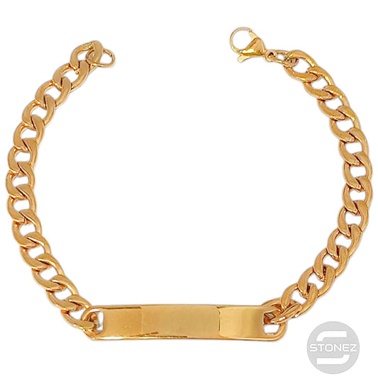 60288_03 Pulsera Esclava Acero Dorado Eslabones 7 mm Grosor 22Cms Largo Aprox
