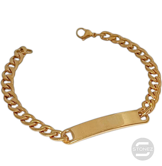 60288_03 Pulsera Esclava Acero Dorado Eslabones 7 mm Grosor 22Cms Largo Aprox