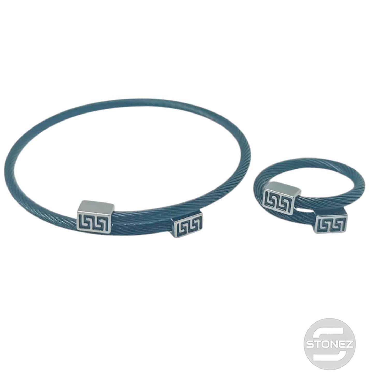 60356-01 Juego De Acero Pulsera y Anillo Ajustable