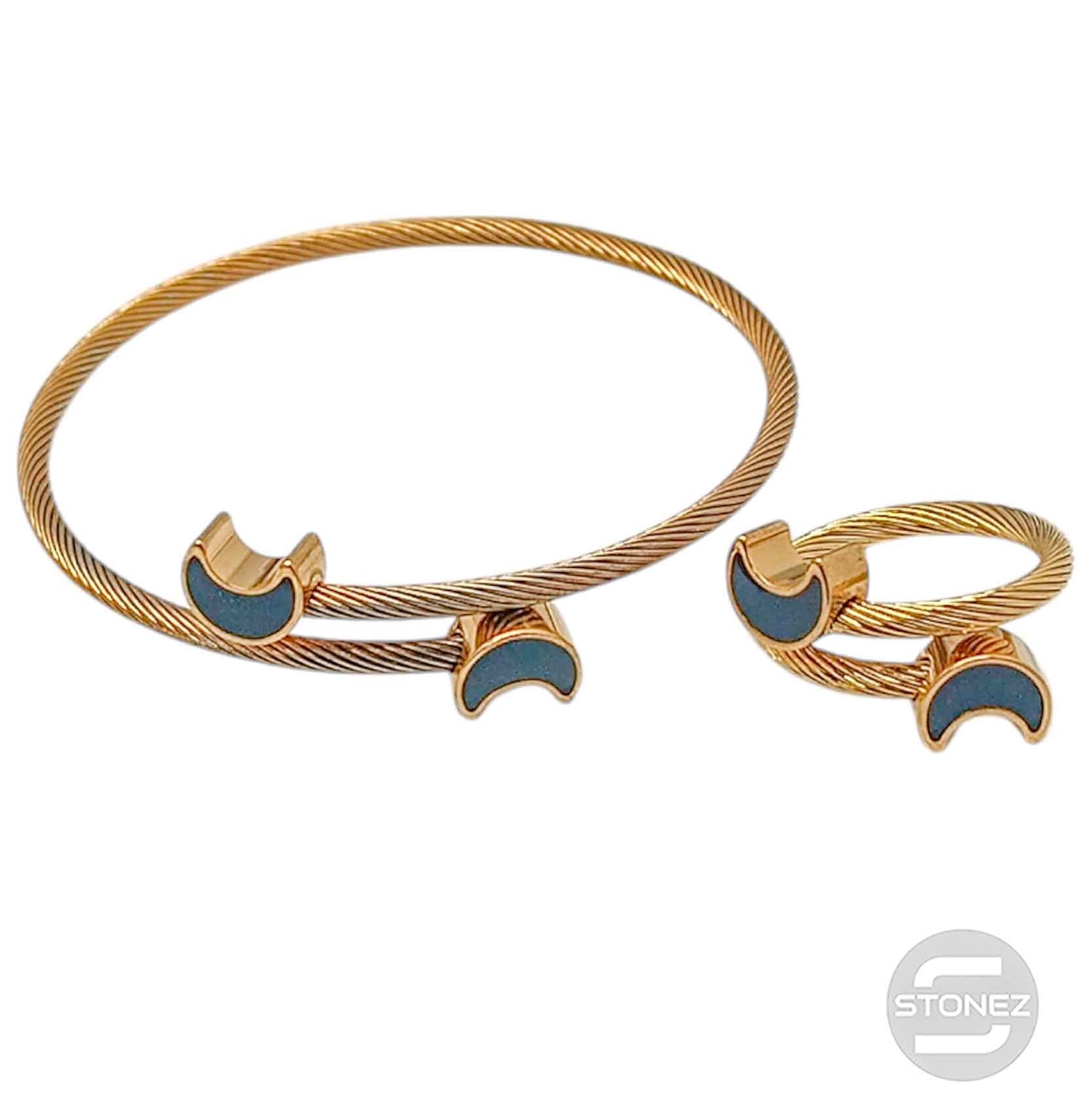 60361-14 Juego De Acero Pulsera y Anillo Ajustable