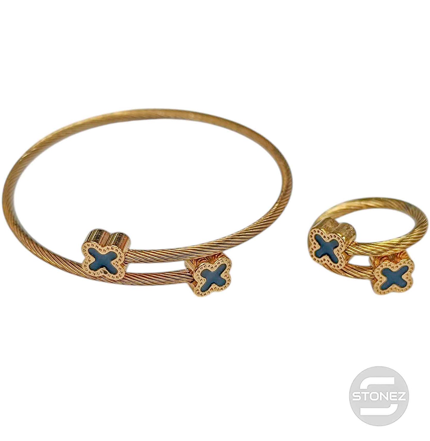 60361-15 Juego De Acero Pulsera y Anillo Ajustable