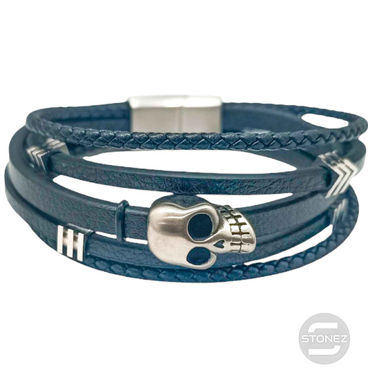 60379-37 Pulsera Acero Y Cuero Largo 22 Cms Aprox
